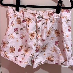 White denim floral shorts